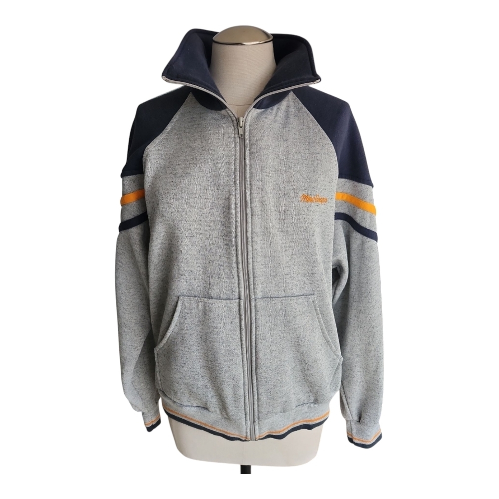 Vintage MacGregor Full Zip Track Jacket Gray Heather Size M Retro 90s